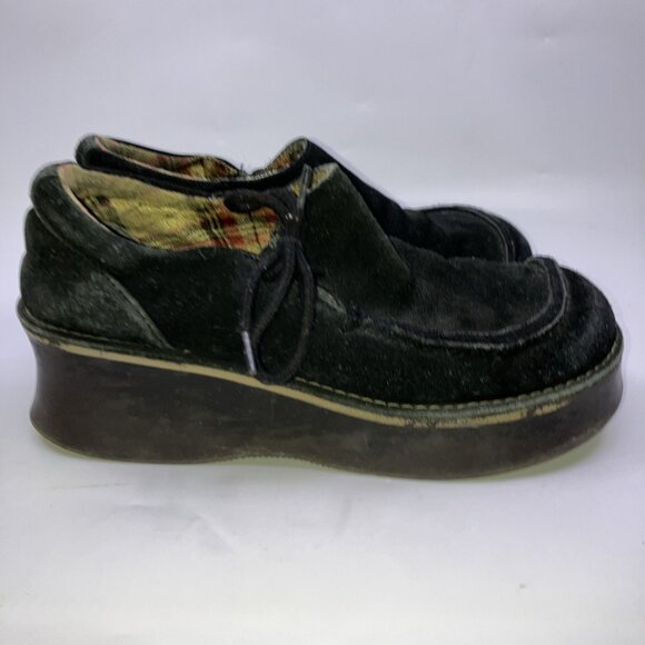 Y2K BC Footwear Black Suede Platform Shoes Womens 7 Whimsigoth Vintage - Picture 4 of 10